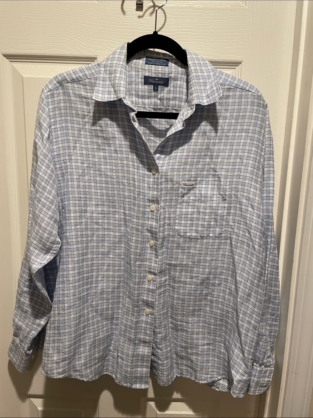Faconnable gingham button down long sleeve shirt